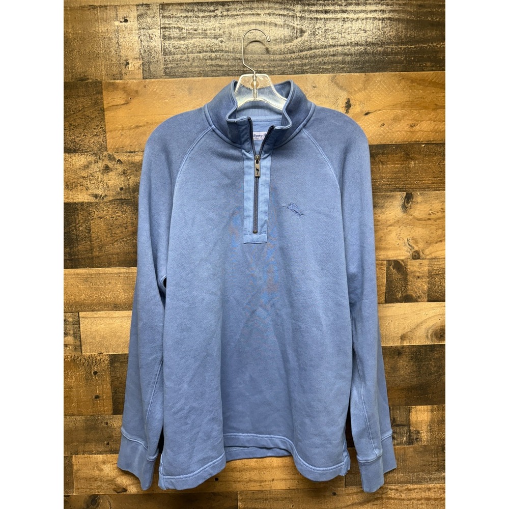 Tommy Bahama Sweatshirt Mens‎ M Blue Sunray Cove Half Zip Mock Neck Performance